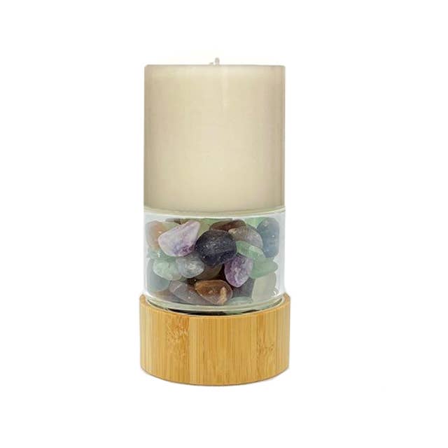 Crystal Power Candle: Rainbow Fluorite